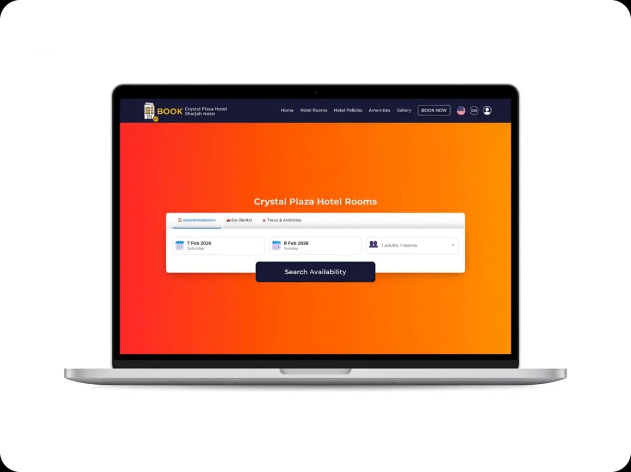 Crystal Plaza Hotel Sharjah Hero Mockup